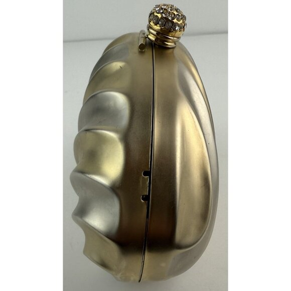 Vtg Harmony Italy 2-Tone Clamshell Evening Clutch Purse w/ Chain Jeweled Clasp - Picture 5 of 12
